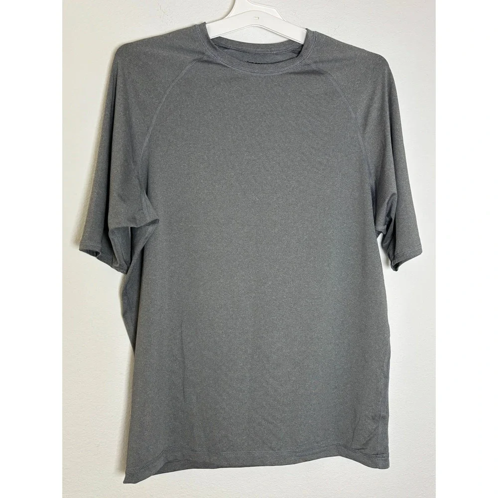 O'rageous Mens Rash Guard Swim Shirt Gray UPF 50 Recycled Large Short‎ Sleeve